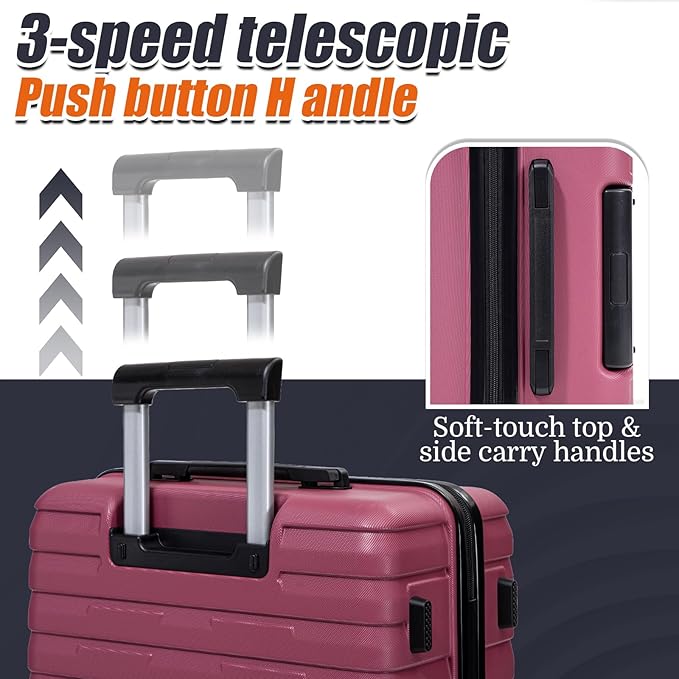 Cosbarn Luggage Sets 5 Piece Suitcases with Wheels, Suitcase Set ABS Hard Case Luggage with Spinner Wheels Durable Travel Luggage