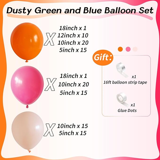 Pink and Orange Balloon Arch Kit, Hot Pink Orange Peach Garland Balloon, Fuchsia Magenta Latex Balloons for Baby Shower Birthday Wedding Tropical Hawaiian Beach Flamingo Sunset Party Decorations
