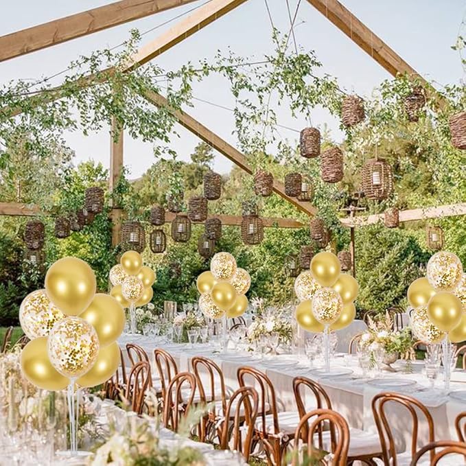 TONIFUL 6 Balloon Centerpieces with Gold Balloon Stand Kit for 2026 Graduation,50th Anniversary Party Decorations,50th 60th 70th Birthday Decorations New Years 2026 Retirement