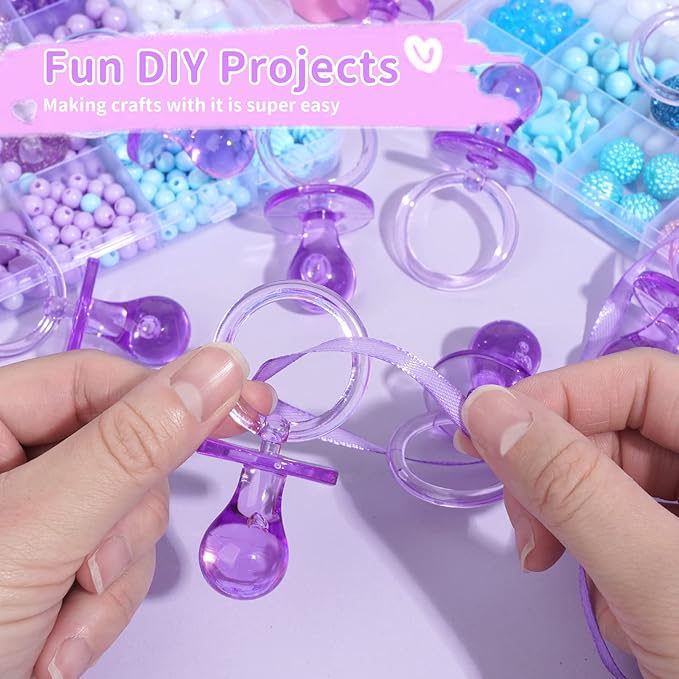 Pacifiers for Baby Shower Game, 36 Plastic Pacifiers for Baby Shower Decoration DIY, Large Size Baby Shower Pacifiers, Gender Reveal Party Table Scatter/Hunt Baby Shower Game Props(Purple, 2.75 in)