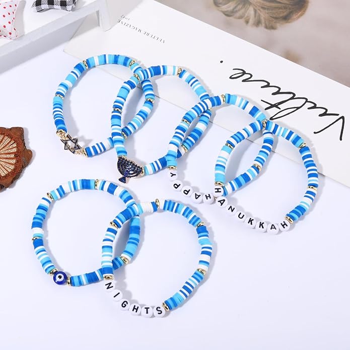 Surfer Heishi Bracelets for Women Stackable Rainbow Vinyl Disc Clay Beaded Stretch Bracelets Elastic Layering Friendship Bracelets Boho Summer Beach Jewelry