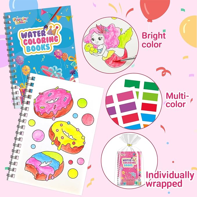 FEREDO KIDS Coloring Books Party Favors for Kids - 24 Pack Mini Water Coloring Books Paint Sets for Kids, Goodie Bags Stuffers Students Classroom Gifts Bulk, Easter Basket Stuffers Bulk