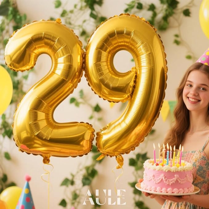 AULE 40 Inch Large 29 Balloon Numbers Gold, Big Foil Number Balloons, Giant Helium Happy 29th Birthday Party Decorations for Man and Women, Huge Mylar 92 Anniversary Party Supplies