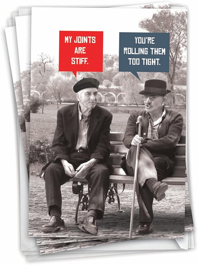 NobleWorks Pack of 3 Hilarious Birthday Greeting Cards with Envelopes (1 Design, 3 Each) Unlit Men Stiff Joints C10245BDG-C3x1