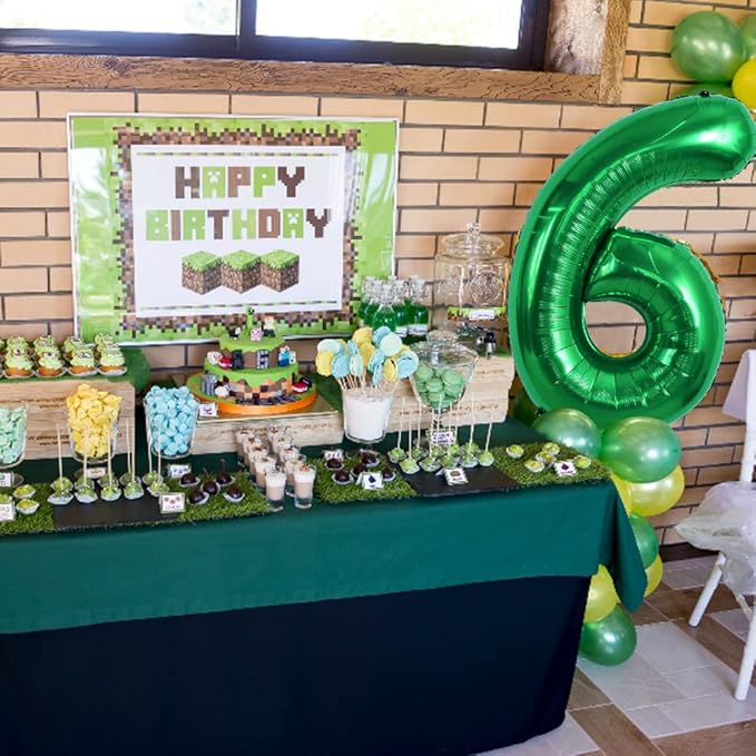 TONIFUL 40 Inch Dark Green Large Numbers Balloon 0-9 Birthday Party Decorations,Foil Mylar Big Number 6 Balloon Digital 6 for Birthday Party,Wedding, Bridal Shower Engagement Photo Shoot, Anniversary