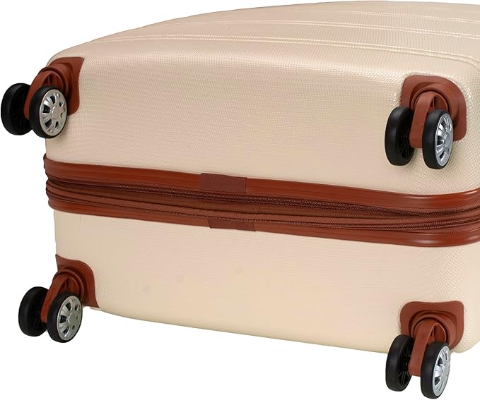 Rockland Melbourne Hardside Expandable Spinner Wheel Luggage, Checked Large 28", White