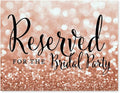Andaz Press Wedding Party Signs, Glitzy Rose Gold Glitter, 8.5x11-inch, Reserved for the Bridal Party, 1-Pack, Bokeh Colored Party Supplies