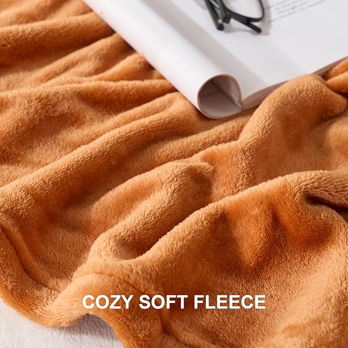 Hansleep Fleece Pumpkin Orange Throw Blanket, Super Soft Flannel Fuzzy Plush Cozy Blanket for All Seasons, Pumpkin Orange, Throw 50x60 Inches
