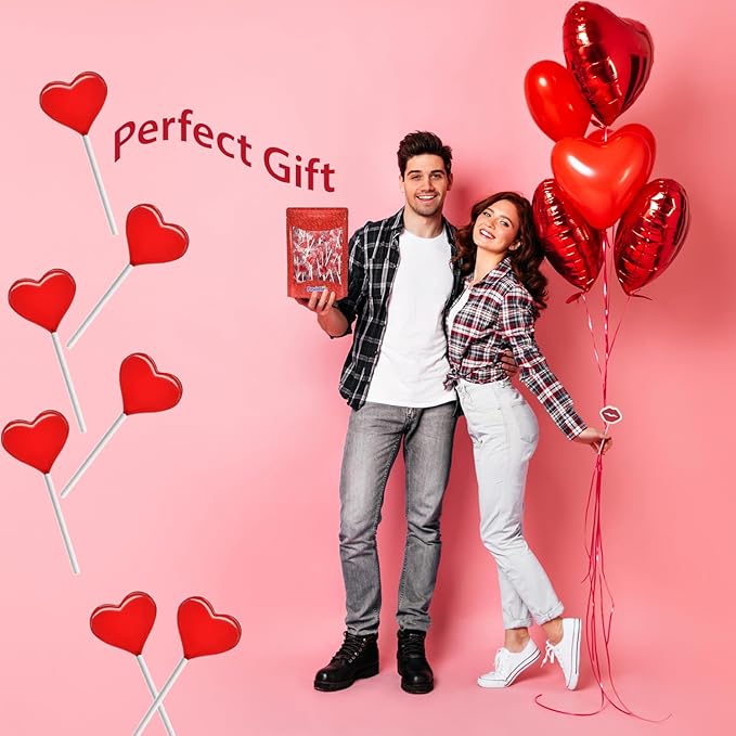Fruidles Valentines Day Lollipops Mini Red Heart Shaped Strawberry Flavored Lollipop, Individually Wrapped, 5g Lollipops (1600 Lollipops)