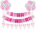 Dog Themed Puppy Paw Balloons Happy Birthday Party Banner for Girls & Women DIY Party Supplies (Pink Banner+Latex Balloon)