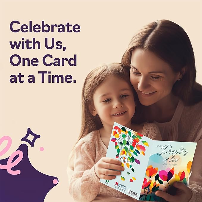 Daughter in Law Birthday Card - Vibrant Summer Flowers - Vivid Happy Birthday Card for Daughter in Law from Mother Mum Father Dad, A5 Female Floral Bday Golden Greeting Cards