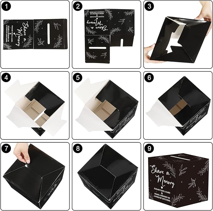 Pajean 50 Pcs Share a Memory Cards for Collections of Life, Memory Cards Box for Guest Ideas Funeral Graduation Wedding Bridal Shower Birthday Anniversary Retirement(Black)