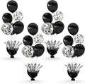 4 Set Black Table Balloons Foil Spray Centerpiece with Black and Confetti Balloons Stand Kit for Birthday Party Baby Shower Wedding Bridal Shower Prom Retirement Graduation Table Decorations