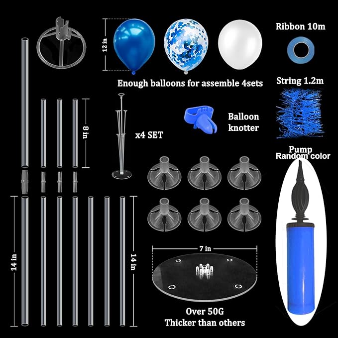 Blue Balloon Stand Centerpiece Table Decorations for Men's Birthday Father's Day Retirement Graduation Decorations Class of 2026 New Years Eve (Blue set4)