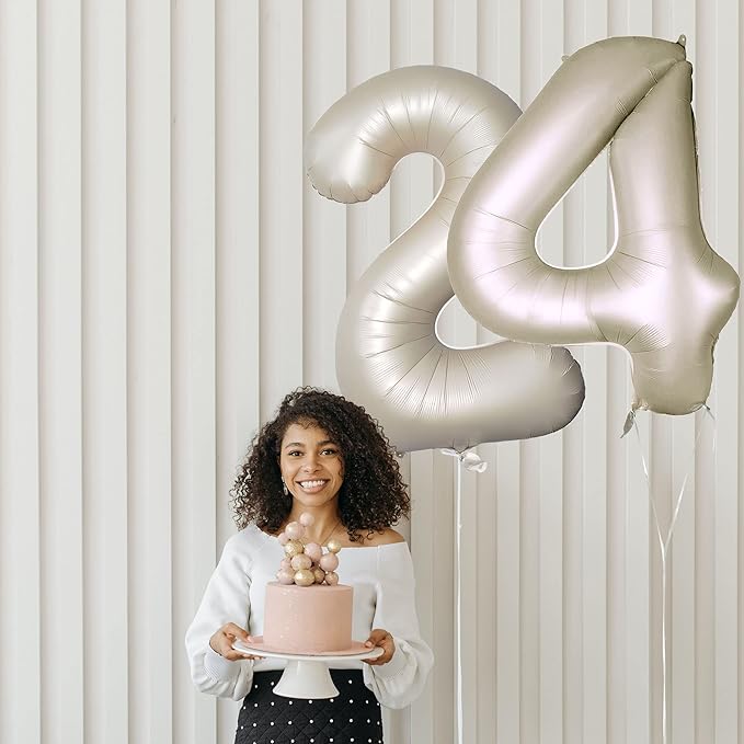Number 4 Balloons White Sand Four Balloon for 4 Year Old Birthday Decorations 40 Inches Cream White Large Numbers 4th Birthday Party Nude Ballons Beige 4 Digital Neutral Balloon Pearl White 4