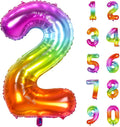 Number Balloon | Number 2 Balloon for 2nd Rainbow Birthday Decorations | Giant Multicolor Mylar 2 Balloon Number - 40 Inch | Big Foil Colorful 2 Birthday Balloon for Anniversary Party Supplies Favors