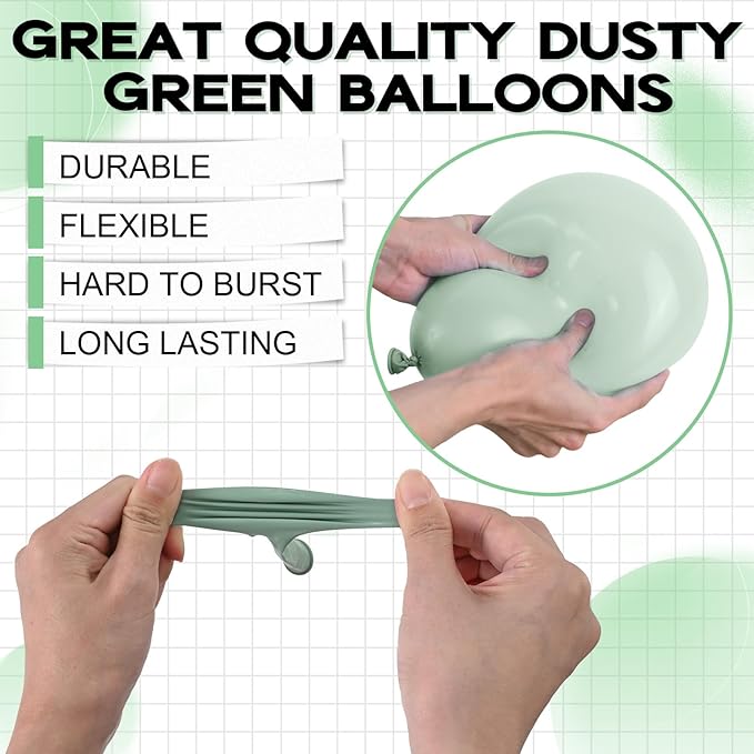 Pale Dusty Green Balloons 5inch Small Olive Sage Green Balloon 60pcs Mini Round Retro Haze Fog Latex Balloons for Arch Garland Light Green Balloon for Birthday Party Decoration Jungle Safari