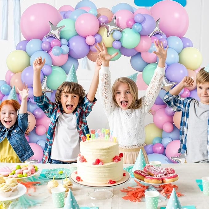 Pastel Balloons Arch Garland Kit, Pastel Pink Purple Blue Yellow Green Party Balloons, Easter Balloon Garland for Girls Kids Women Wedding Baby Shower Birthday Easter Party Decor