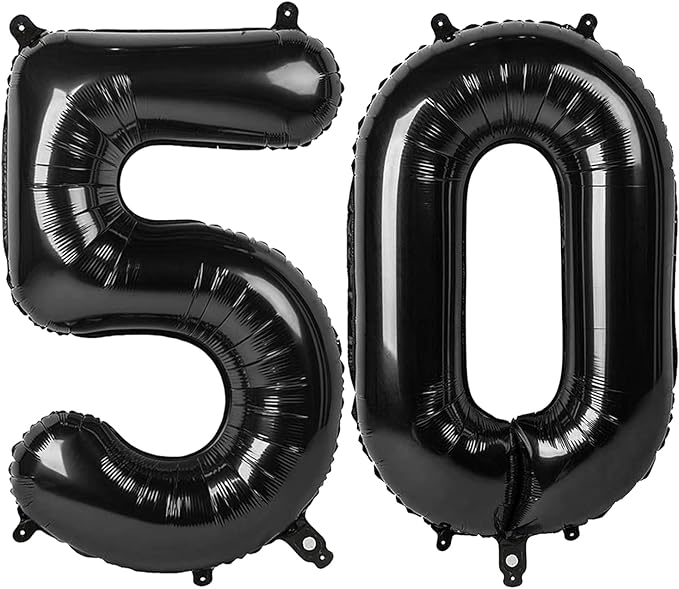 50 Balloon Number, Black Number 50th Birthday Balloons 40 Inch, 50 Years Old Black Birthday Decorations for Men Women, 50th Anniversary Decorations
