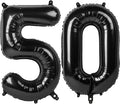 Black Number 50 Balloon 40 inch, 50 Number Balloons, 50th Black Birthday Decorations, 50 Year Old Women Men Party Supplies