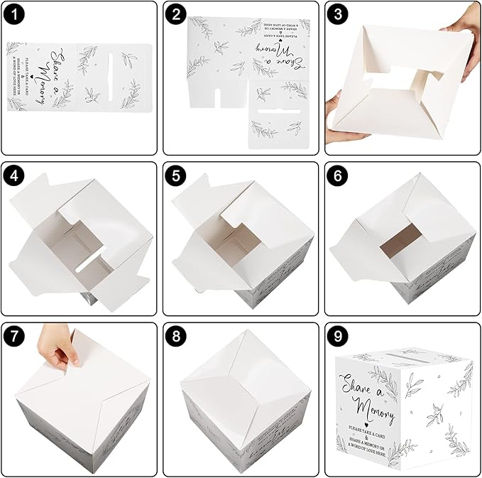 Pajean 50 Pcs Share a Memory Cards for Collections of Life, Memory Cards Box for Guest Ideas Funeral Graduation Wedding Bridal Shower Birthday Anniversary Retirement(White)