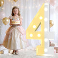 Pooqla 3FT Light Up Marquee Numbers, LED Large Lighted Marquee Numbers for Party Decoration, Giant Mosaic Number for Balloon 4th 14th 40th Birthday Decoration, Cool White and Warm White 4