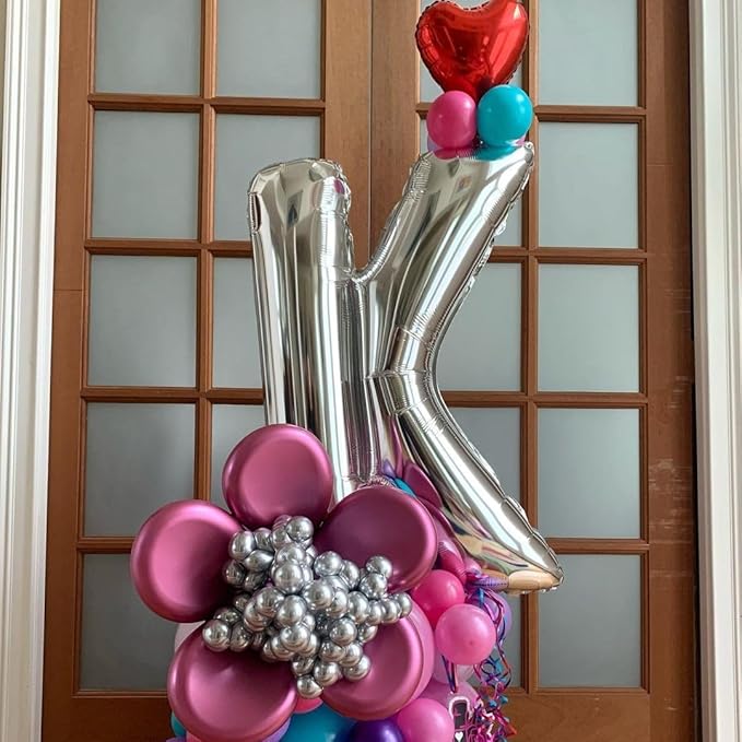 Silver Letter F Balloons 40 inch Large Alphabet F Balloons Silver Helium Foil Letter Balloon Banner for Birthday Party Anniversary Wedding Decoration