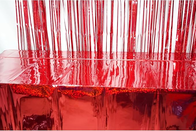 GREATRIL Red Party Table Cloth Disposable Tablecloth for Birthdays Party/Football/NYE/Valentines Ceremony Decorations Rectangle Tablecover 54'' x 108'' - 2 Packs
