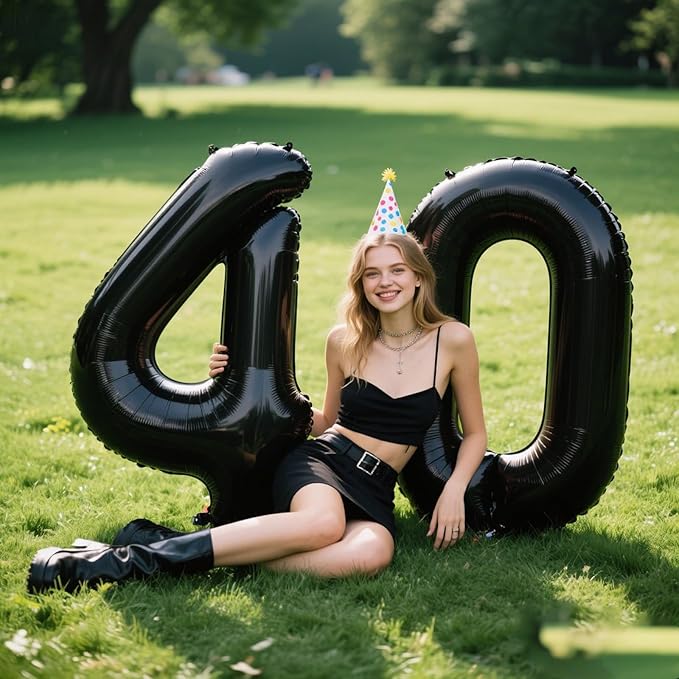 40 Inch Black Number 4 Balloon Number 4 Balloon 40 Inch, 4th 14th 24th Birthday Party Decorations for Boy or Girl Huge Mylar Anniversary Party Supplies