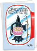 NobleWorks 50th Birthday Greeting Card with 5 x 7 Inch Envelope (1 Card) Bday Objects in Mirror Milestones 50 4794