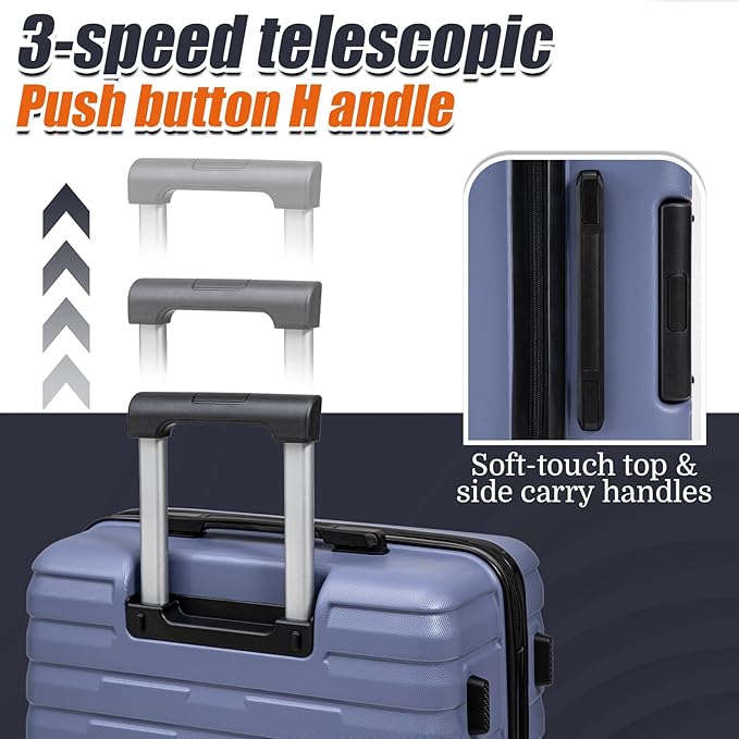 Cosbarn Luggage Sets 5 Piece Suitcases with Wheels, Suitcase Set ABS Hard Case Luggage with Spinner Wheels Durable Travel Luggage