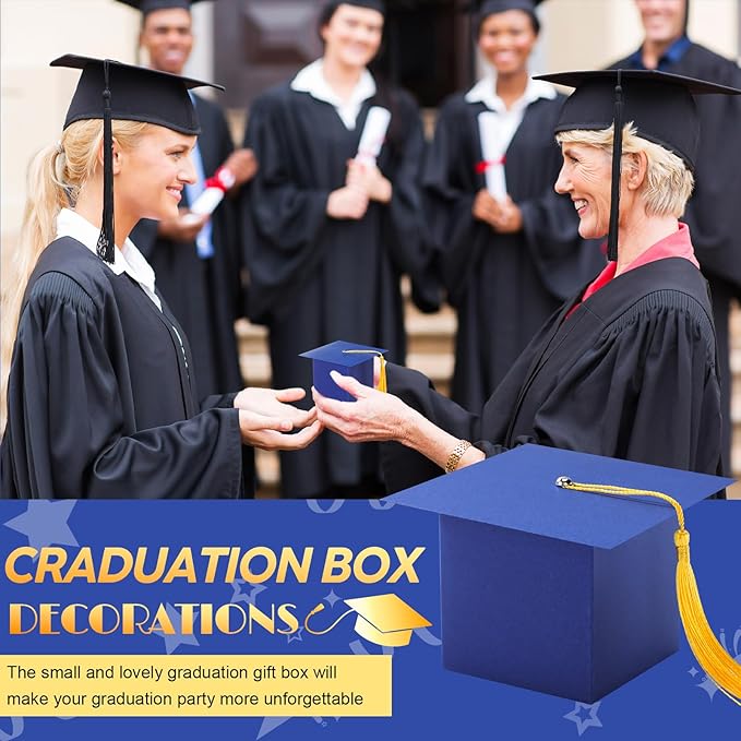 TaoBary 12 Pieces Graduation Candy Box Graduation Decorations Party Gift Boxes Graduate Cap Box Candy Chocolate Cookie Supplies for Ceremony Party(Royal Blue)