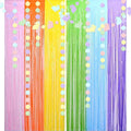 Easter Decorations Foil Fringe Curtains Photo Booth Prop Hanging Garland Easter Bunny Banner Rabbit Garland Rainbow Foil Fringe Curtains for Birthday Wedding Engagement Bridal Shower