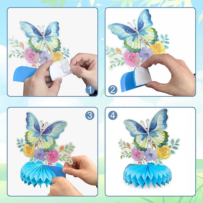 9-Piece Butterfly Table Centerpieces Set Honeycomb Spring Birthday Party Decorations Butterfly Theme Decor for Birthday Baby Shower