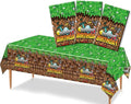 Sandbox Game Theme Tablecloth, 3 Pcs Plastic Disposable Pixel Video Game Tablecovers Supplies Rectangle Sandbox Miner Decorations for Birthday Party, Theme Party (Green)