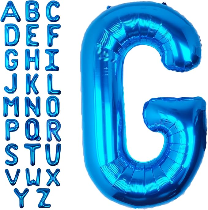 40Inch Blue Letter G Balloon Foil Helium Letter Balloons A-Z Giant Large Mylar Big Party Balloon for Birthday Party Decorations