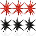 6PCS Black Red Star Balloons, 22Inch Large Star Balloon Foil Balloons Spike Cone Balloon for Birthday Anniversary New Year Halloween Vampire Casino Party Decorations