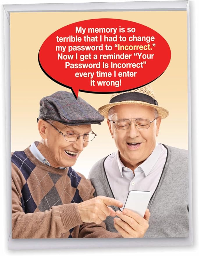 NobleWorks Oversize Funny Birthday Greeting Card From Us 8.5 x 11 Inch with Envelope (1 Card) Incorrect Password-Men J7955BDG-US