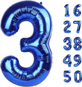 40 Inch Number Blue 3 Balloon,Large Dark Blue Foil Number Balloons 3rd 13 23 30 for Boys Girls,Digit Three Balloons Birthday Anniversary Events Party Decorations Supplies