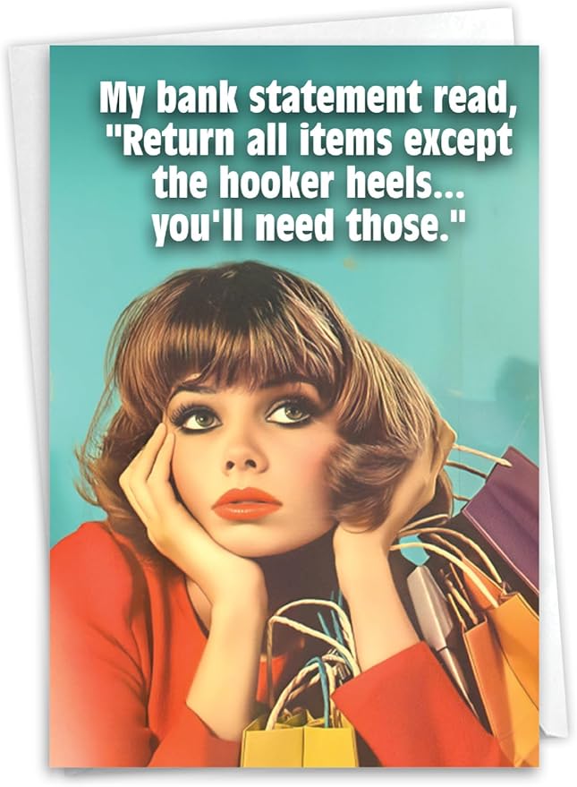 NobleWorks Funny Birthday Greeting Card with 5 x 7 Inch Envelope (1 Card) Bday Bank Statement C11056BDG