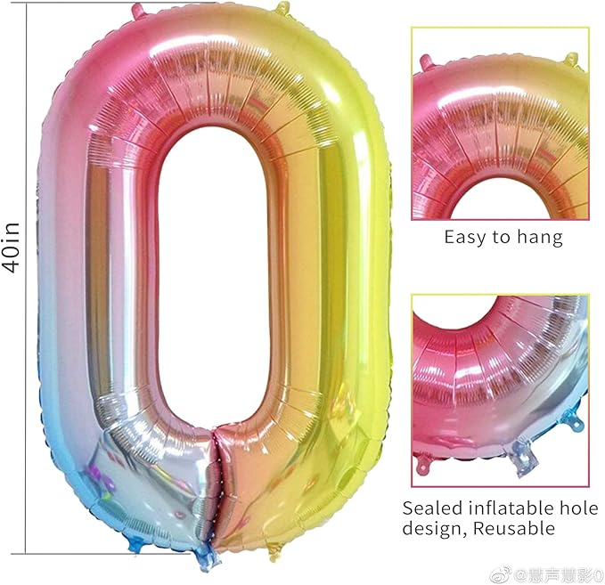 Smlpuame 40 Inch Number Balloons 0-9 Rainbow Gradient Large Number 16 Balloons, Digital Balloons for Birthday Party Celebration Decorations, Helium Foil Number Balloons for Wedding Anniversary