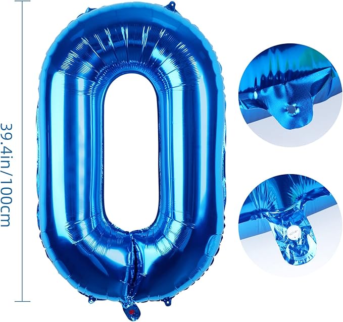 Number Balloons 40 Inch Blue Number 0 Balloon Large Helium Foil Mylar Balloons For Birthdays Party Decorations/Wedding/Anniversary/Graduations/Baby Shower