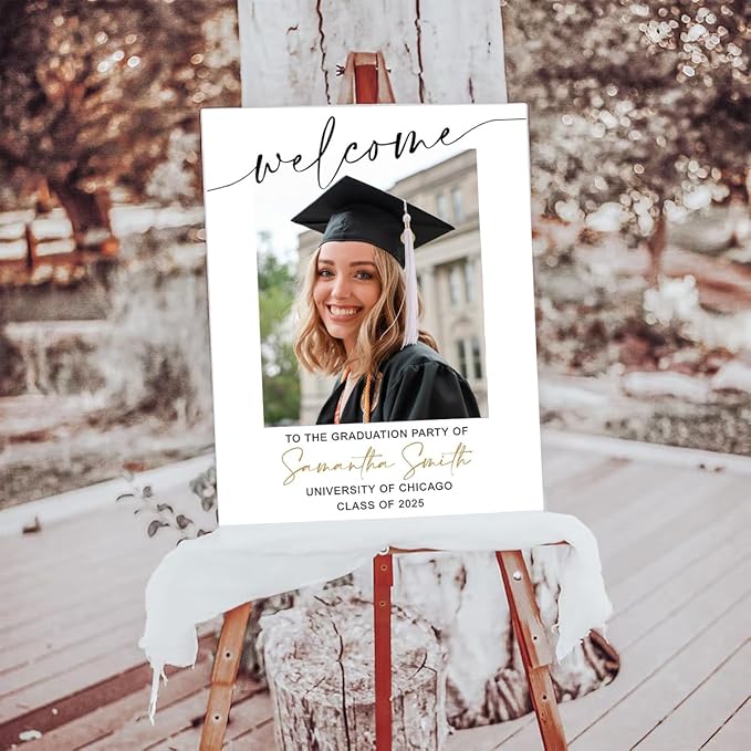 Graduation Party Welcome Sign, Photo Graduation Poster, Greenery Grad Poster, Grad Party Decorations, Senior 2025 2026, Class of 2025 Welcome Board,Custom Grad Celebration Sign, Graduates, Canvas 7