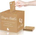 Funrous 51 Diaper Raffle Tickets with Box for Baby Shower Game Invitations Diaper Raffle Card for Gender Reveal Baby Shower Party Decoration Table Centerpiece(Brown Color)