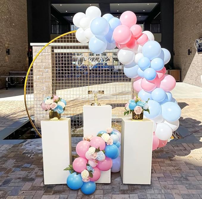 Pink & Blue Latex Balloon Set - 12 Inch Gender Reveal Balloon Pink and Blue Balloons for Gender Reveal, Birthday, Wedding & Bridal Shower Decor