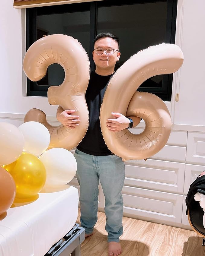 Light Brown Number 5 Balloon 40 Inch, 5 Balloon Number, 5th Birthday Decorations, Light Brown Party Supplies for Boys Girls