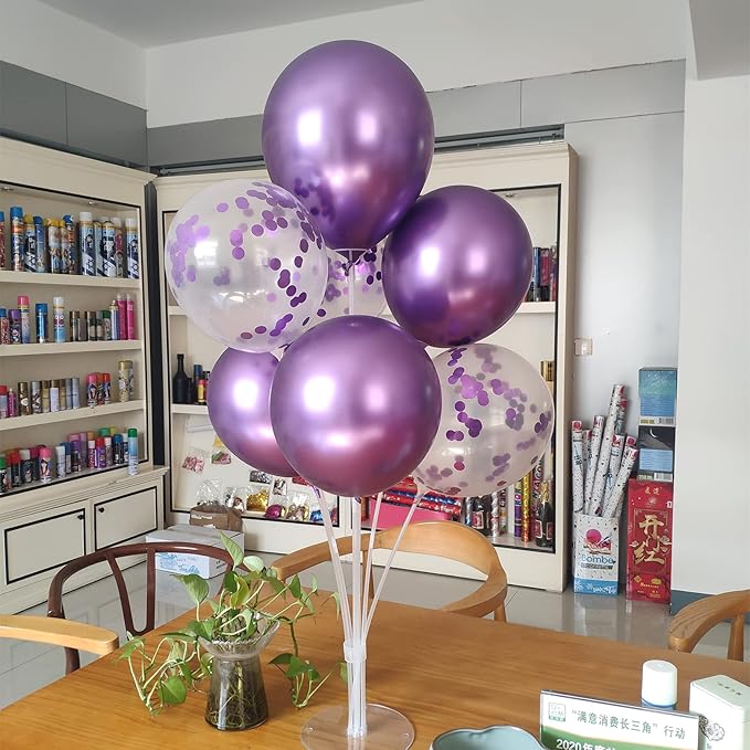 Purple Balloon Stand Centerpiece Table Decorations for Birthday Bridal Shower Wedding Engagement Mother's Day Graduation Halloween Party Decorations New Years Eve 2026(Purple set4)