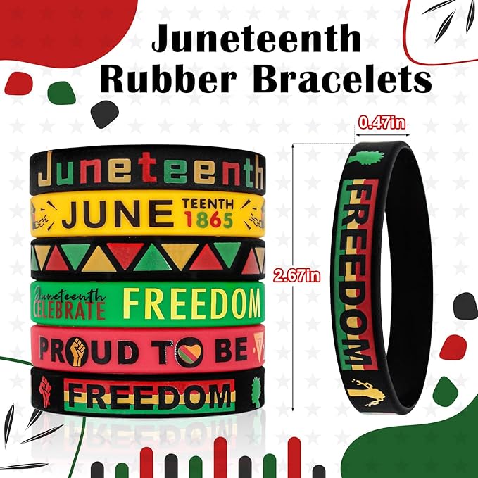 Juneteenth Bracelets Bulk 30PCS Freedom Day Juneteenth Party Favors Gifts Patriotic Rubber Wristbands Accessories for Women Kids Black History Month Decorations African Afro American Independence Day