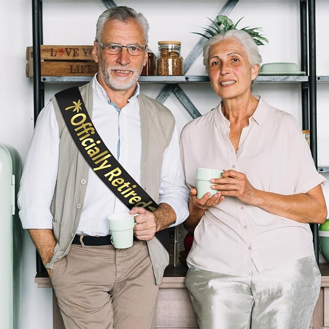 Officially Retired Sash Gold Foil, Black Retirement Party Sash for Men or Women, The Legend Has Retired Sash, Great for Retirement Party Supplies, Gifts & Decorations (Black, Gold)