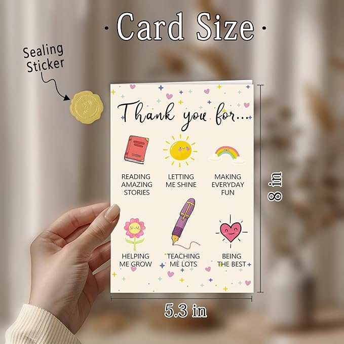 Cute Teacher Appreciation Gifts for Men Women, Funny Thank You Teacher Card, Thank You for Helping Me Grow